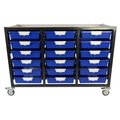 Storsystem Commercial Grade Mobile Bin Storage Cart with 18 Blue High Impact Polystyrene Bins/Trays CE2106DG-18SPB